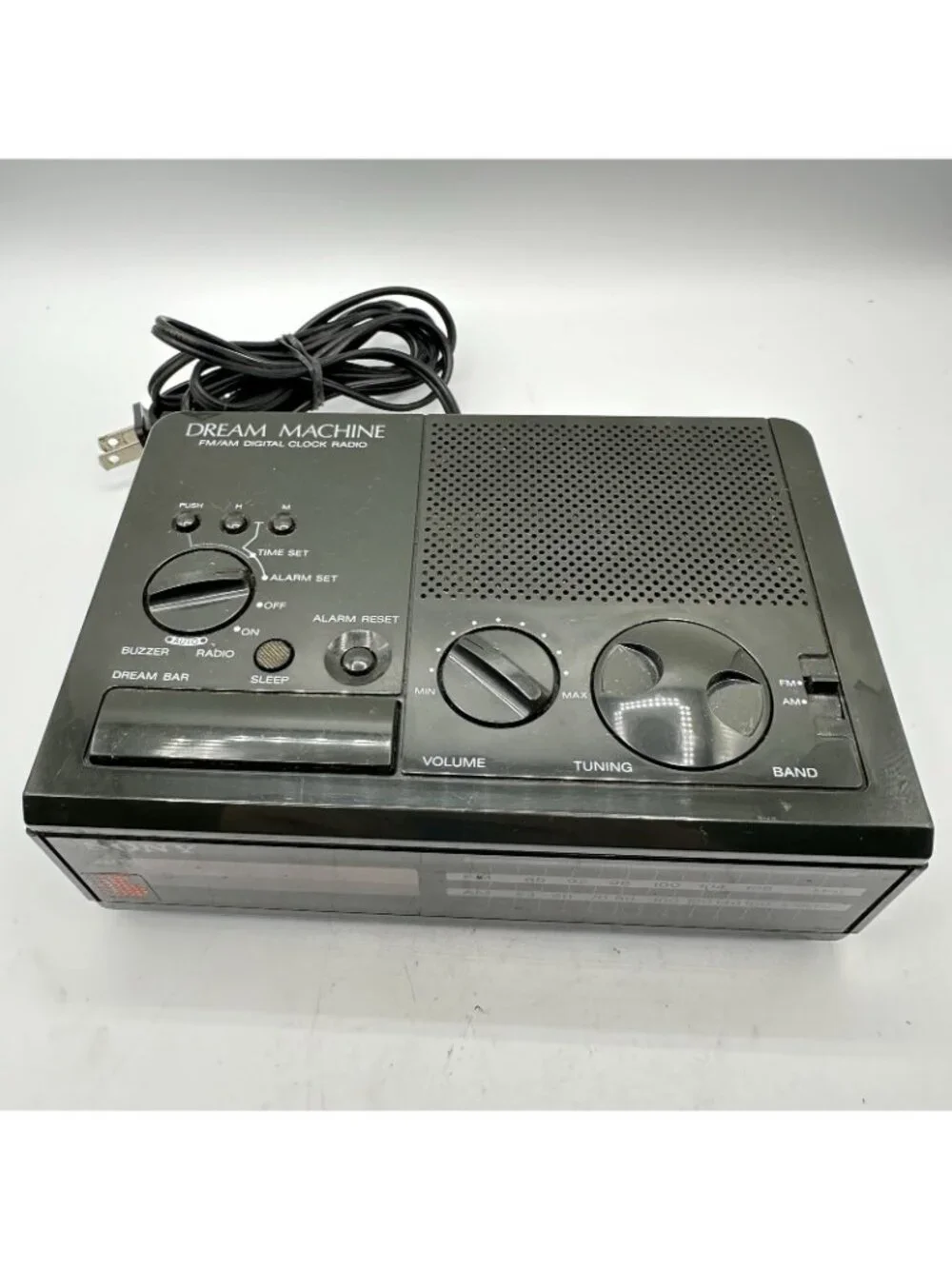 Sony Dream Machine Clock Radio FM AM Digital Alarm Vintage Black 1980s